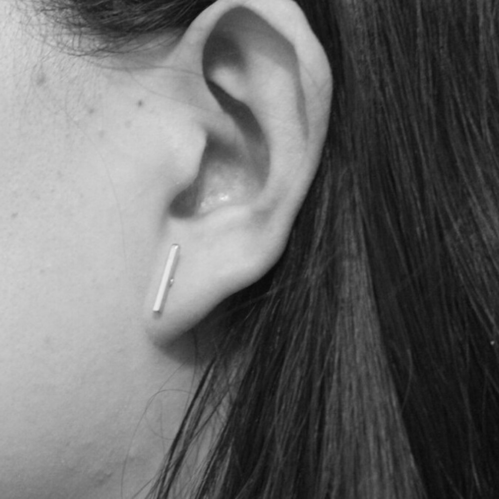 Minimalist String Stud Earrings - Picture 4 of 10